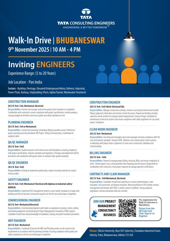 Tata Consulting Engineers Walk-In Drive 2025 | Engineers Recruitment | Bhubaneswar main image 