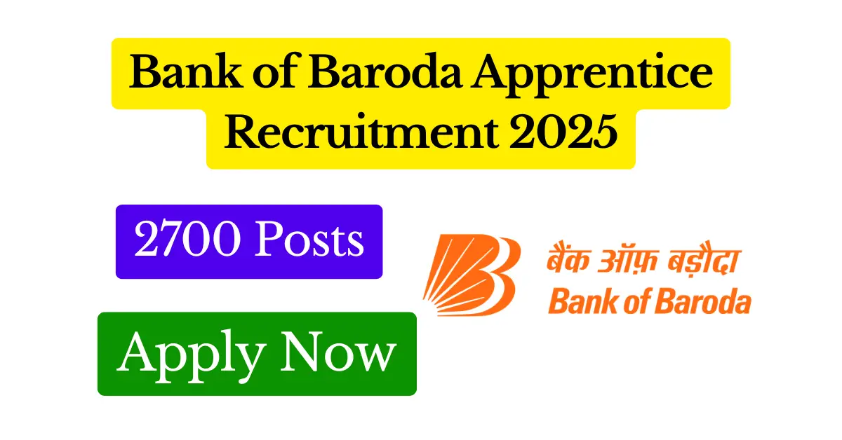 Bank of Baroda Apprentice Recruitment 2025 [2700 Posts] – Apply Online Featured Image