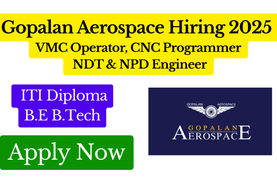 Gopalan Aerospace Hiring 2025 – VMC Operator, CNC Programmer, NDT Engineer & NPD Engineer Featured Image