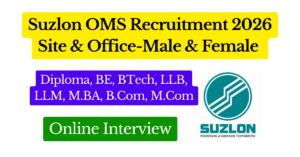 Suzlon OMS Recruitment 2026 – Site & Office Jobs in Gujarat Saurashtra Male & Female Candidates Featured Image
